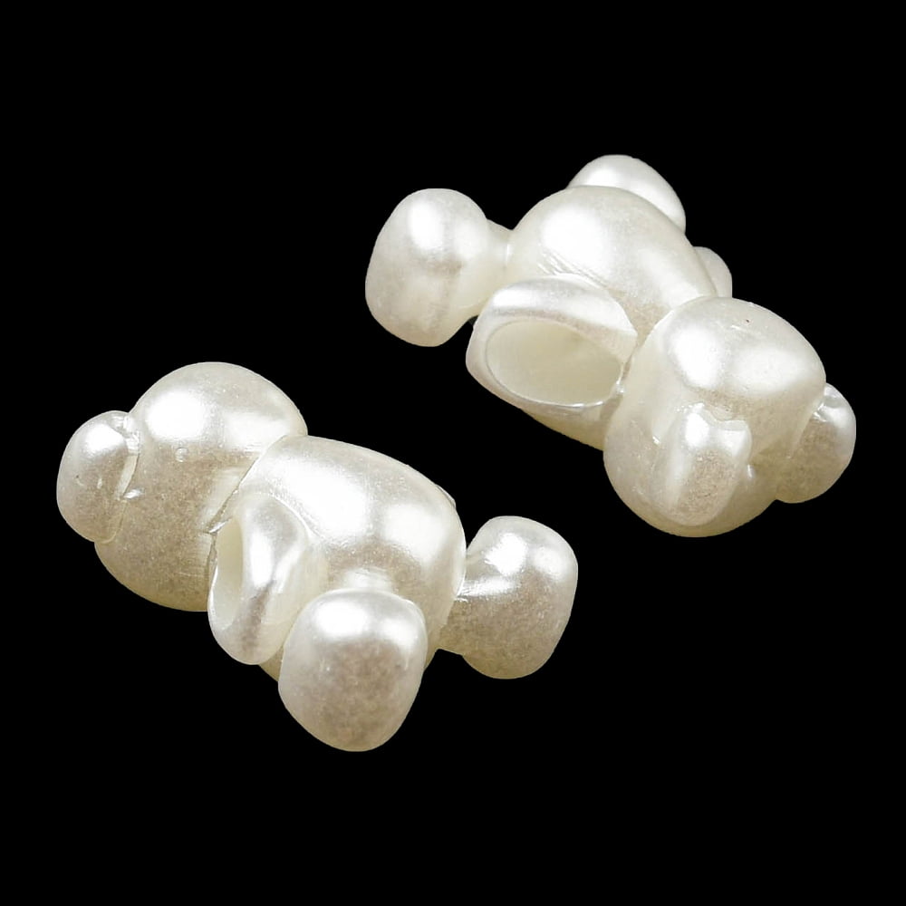 ABS Imitation Pearl Beads Bear 13.5x11.5x7.5mm Hole: 4x3mm ABS Plastic