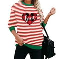 thumbnail image 4 of ICHUANYI Womens Striped Heart Print Oversized Sweatshirt Color Block Crew Neck Long Sleeve Casual Loose Pullover Top Sweatshirts, 4 of 6