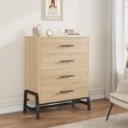 thumbnail image 1 of Commode de 38,6 Po de Hauteur pour Chambre avec 4 Tiroirs Profonds, Coffre de Rangement en Bois Robuste Commode à 4 Tiroirs, Organisateur Moderne Style Ferme pour Garde-Robe, Chambre de Bébé, Entrée, Tiroirs à Glissement Fluide, 1 of 7