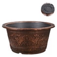 thumbnail image 2 of mdesiwst Flower Pot Thickened Resin Decorative Planter with Drainage Holes Large Capacity Bronze Embossed Outdoor Garden Flower Pot, 2 of 8
