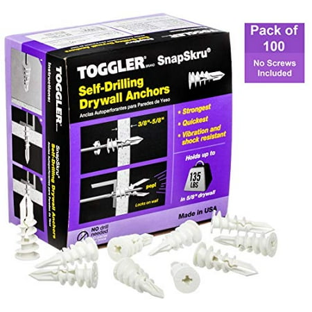 Toggler Snapskru Sp Self Drilling Drywall Anchor Glass Filled Nylon Made In Us For 6 To 10 Fastener Sizes Pack Of 100 Canada - How To Use Toggler Self Drilling Drywall Anchors