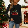thumbnail image 3 of Christmas Tree Shirt Women Christmas Embroidered Trees Long Sleeve Shirts Gift Xmas Graphic Tee Tops, 3 of 7