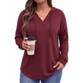 thumbnail image 2 of WellSize Womens Plus Size Hoodies Trendy Drawstring Sweatshirts for Women Casual V Neck Tops Fall Lightweight Pullover, 2 of 8