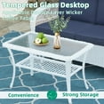 thumbnail image 6 of VIVIJASON 5-Piece Outdoor Patio White Wicker Conversation Sets, All Weather Outdoor Rattan Furniture Set Includes Glider Loveseat, 2 Coffee Table, 2 Swivel-Gliders Chairs with Cushions, Navy Blue, 6 of 6