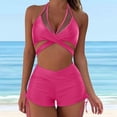 thumbnail image 2 of Sngxgn Women Bikini Set Solid Color Triangle Two Piece Swimsuit(Hot Pink,M), 2 of 6