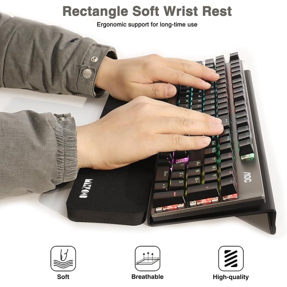 WEIFEI-Acrylic Tilted Keyboard Riser Stand and Holder with Wrist Arm Rest Support Pad for Computer Desk Desktop, 16.9" Wide Black