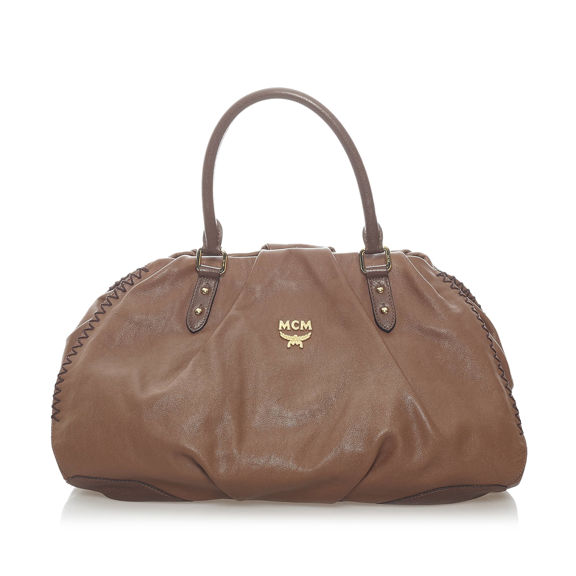 MCM Pre Owned Brown Calf Leather Handbag in Bahrain at BHD 383 Rating 5