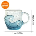 thumbnail image 2 of Yucurem Oceanic Theme Drinking Cup with Handle, 12 oz Handblown Ocean Glass Mug for Tea, Coffee, Cocktails, Beach Lovers & Gift Giving (Wave), 2 of 7