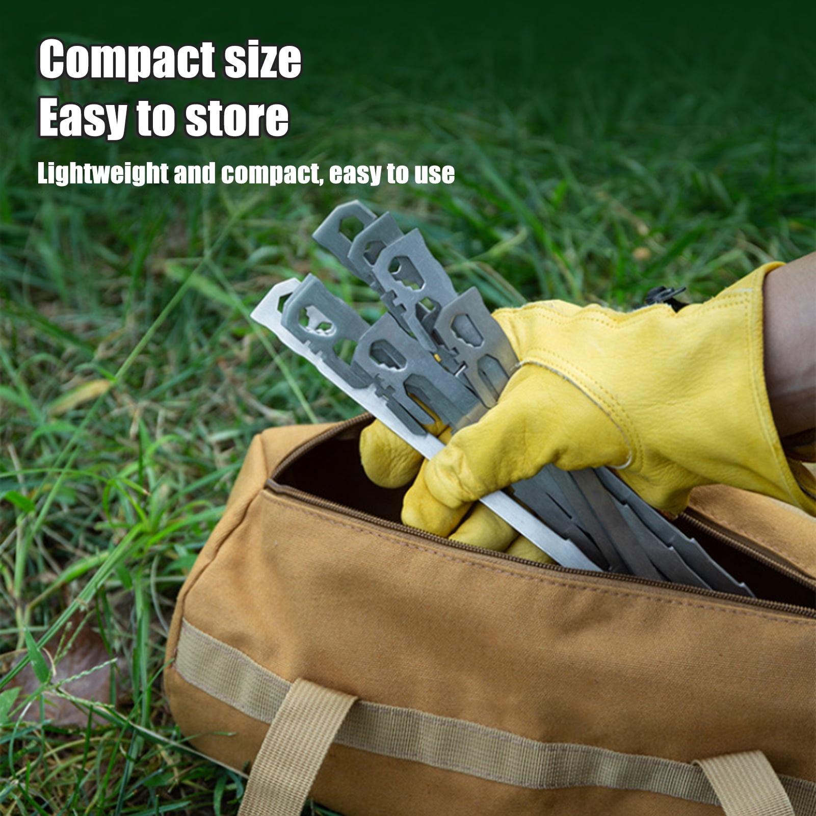 YIFAEUX 6Pcs 20/35CM Camping Tent Stake Heavy Duty Stainless Steel Multi-functional Outdoor Garden Yard Tarp Canopy Windproof Ground Spike Metal Tent Peg