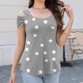 thumbnail image 6 of Aobny Womens Fashion Tops Off The Shoulder Stars Gray T-Shirt Short Sleeve V-Neck Going Out Tops for Women, 6 of 8