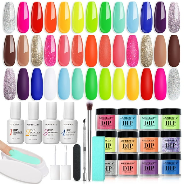 Kit de uñas en polvo para uñas AZUREBEAUTY, 31 unidades, para principiantes, 20 colores