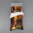 thumbnail image 2 of Ambesonne Scenery Bedding Set 4 Pcs, Imaginary Forest View, Queen, Orange Brown, 2 of 3