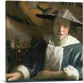 thumbnail image 1 of ARTCANVAS Girl With a Flute 1665 Canvas Art Print by Johannes Vermeer - Size: 12" x 12" (0.75" Deep), 1 of 9