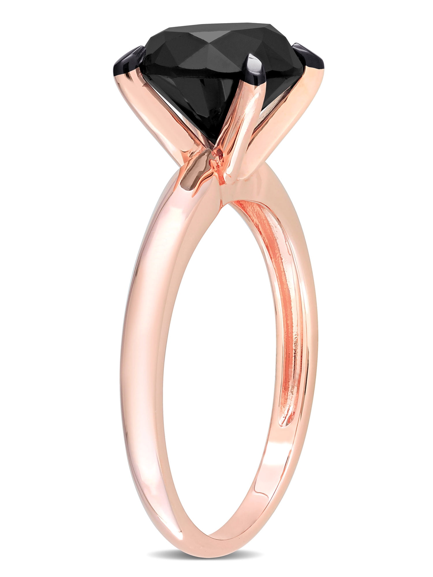 3 Carat T.W. Black Diamond 14kt Rose Gold Solitaire Engagement Ring