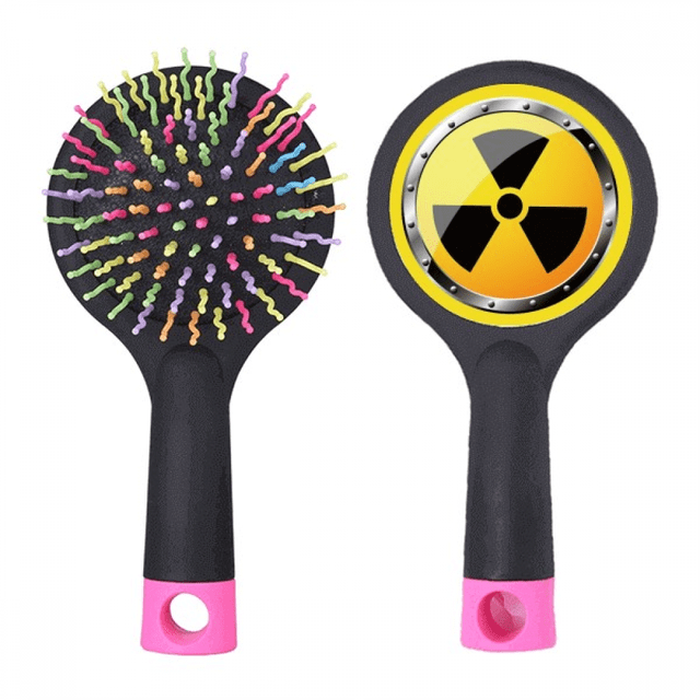 Logo Yellow Background Radioactive Substances Warning Salon Detangling Hair Brush Cushion Base