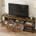 thumbnail image 3 of Mueble para TV industrial de 180 cm – Centro de entretenimiento retro con 2 cajones, estantes abiertos y estructura metálica – Para televisores hasta 80 pulgadas – Color retro – Ideal para salón, 3 of 8
