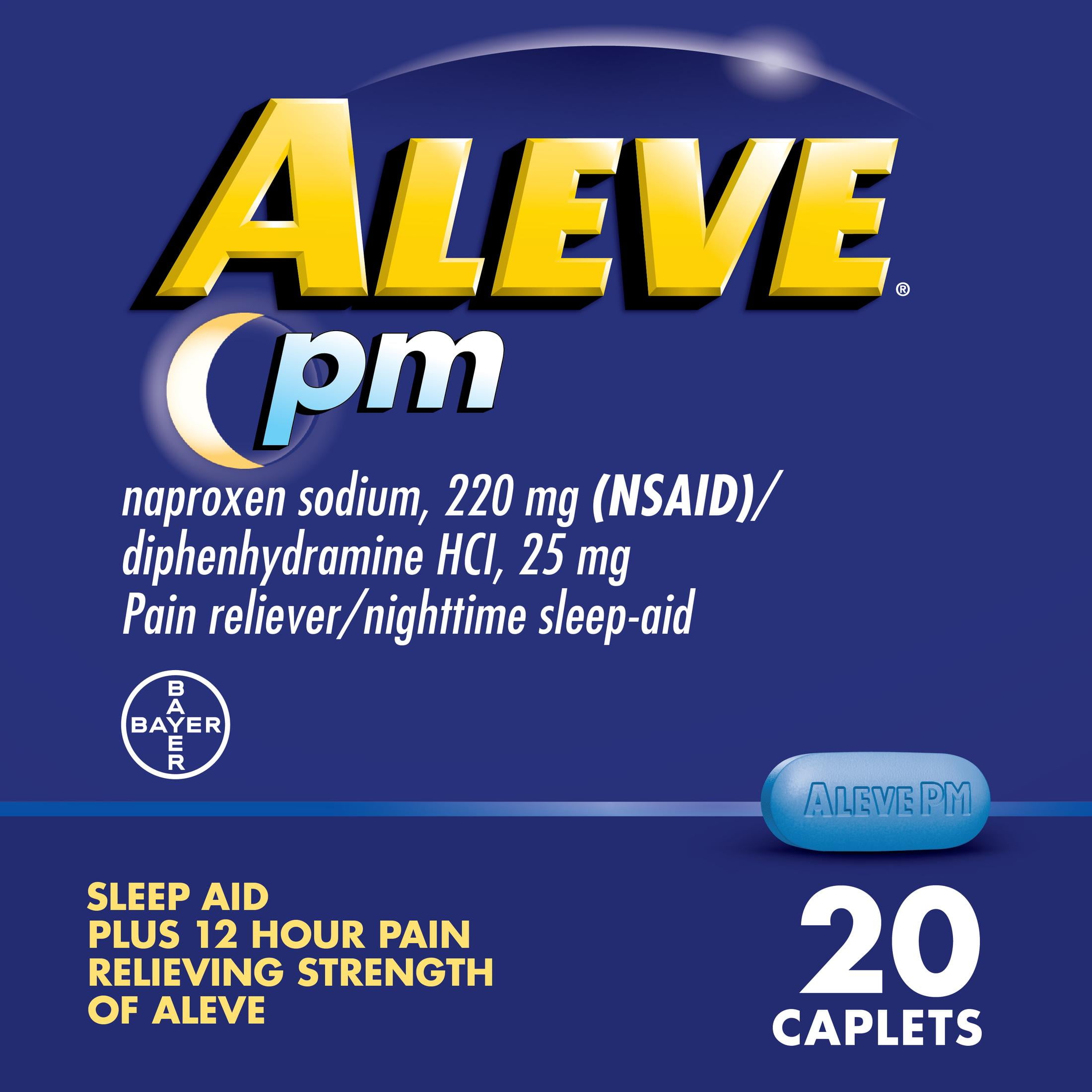 Aleve PM Pain Reliever & Nighttime Sleep Aid Caplets  20 Count