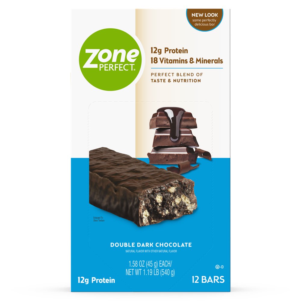 ZonePerfect Protein Bars, Double Dark Chocolate, 12g of Protein