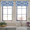 thumbnail image 3 of LALILO Kitchen Curtain Valance Blue And White Ornamental Rod Pocket Window Curtain 52"x 18" Set of 2, 3 of 5