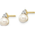 thumbnail image 2 of 14K Yellow Gold 5-6mm White Round Fwc Pearl .01Ct Diamond Post Earrings Made In India xe2492aa, 2 of 5