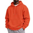thumbnail image 4 of Men's Basic Baggy Hoodie, Long Sleeve Drawstring Hooded Sweatshirt, Fall Solid Color Casual Loose Fit Pullover with Pocket Saffron M, 4 of 6