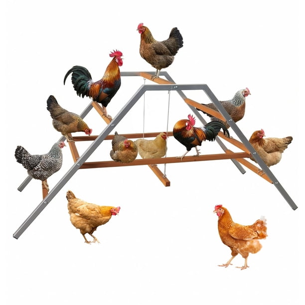 Yeshouse perchas de madera para gallinas con columpio y escalera, para 10-12 aves, accesorio fácil de montar y limpiar, ideal para gallinero y bienestar de mascotas