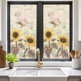 thumbnail image 2 of Static Cling Non Adhesive Window Film, Sunflower Vintage Window Privacy Film Frosted, Farmhouse Botanical Floral Butterfly Opaque Window Coverings for Small Windows, Home, 17.7 x 39.3 Inches, 2 of 9