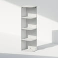 thumbnail image 1 of Furinno Reed 4-Tier Space Saving Corner Storage Display Shelf, Bookshelf, White, 1 of 1