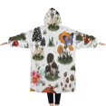 thumbnail image 2 of Oversized Wearable Blanket Hoodie,Brown Mushroom Plant White Pattern Sherpa Blanket Hoodie with Super Pockets,Super Warm Fuzzy Pullover for Women & Men, 2 of 6