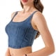 thumbnail image 1 of Top Vaquero Sin Mangas con Escote Cuadrado y Dobladillo Asimétrico para Mujer, de Alta Elasticidad Azul Medio M, 1 of 8