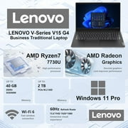 Lenovo V15 G4 15.6 FHD Business Laptop, AMD Ryzen 7 7730U, 24GB RAM, 1TB SSD, Windows 11 Pro, Black