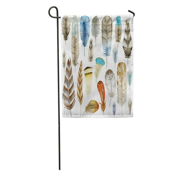 NUDECOR Colorful Bird Watercolor Feathers Ethnic Clipart Chicken Pen Vintage Wings Garden Flag Decorative Flag House Banner 28x40 inch