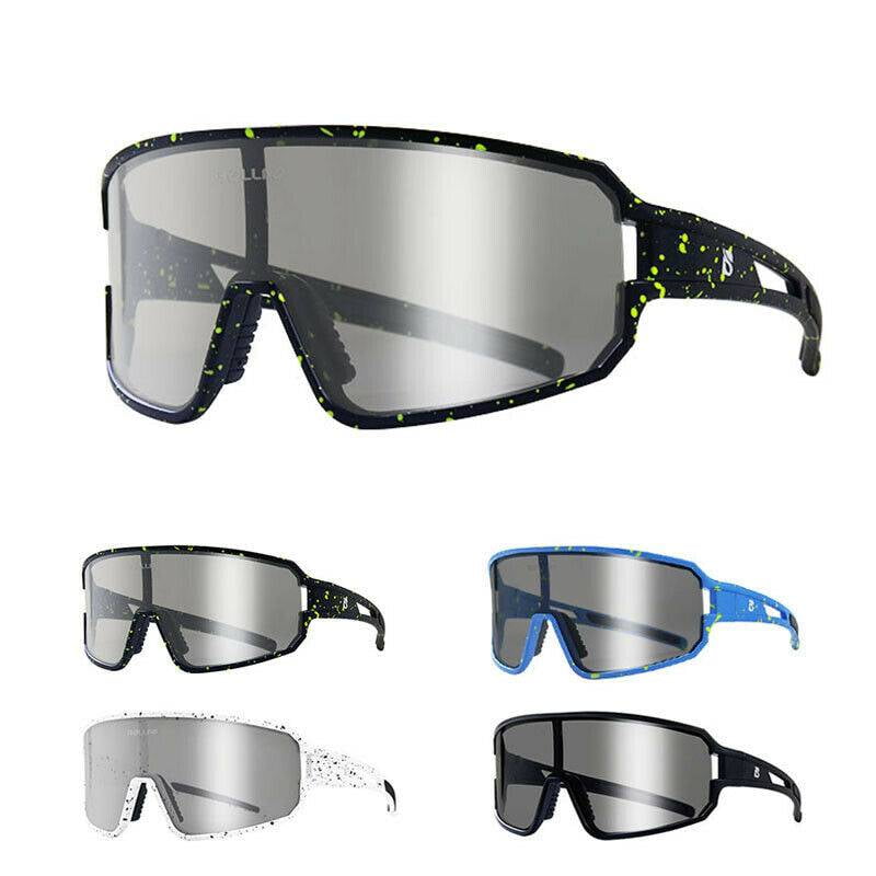 Cycling Polarized Photochromic Sunglasses Mens Half Frame Riding Biking Goggles 