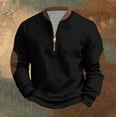 thumbnail image 2 of Kilaqueen Mens Quarter Zip Sweater Metal Zipper Crew Neck Long Sleeve Shirts Casual Slim Fit 2025 Fall Winter Pullover Tops with Elbow Patch, 2 of 6