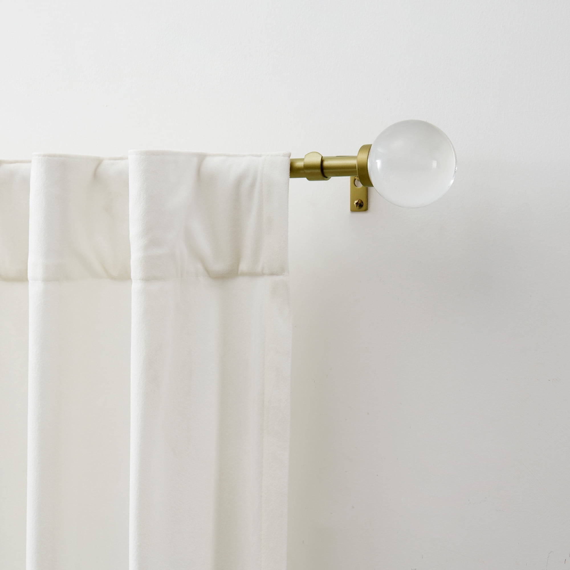 Martha Stewart Beaufort 3/4", Adjustable Curtain Rod and Finial Set, Brushed Brass, Gold, 66'' - 120'' Long