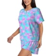 thumbnail image 2 of Bixox Women's Purple Dragon Scales Printed Pajama Set 2 Piece Lounge Set Top and Shorts Soft Pajamas, Shorts with Pockets, 2 of 7