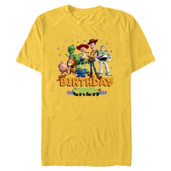 Disney and Pixar’s Toy Story Birthday Crew Party Matching - Short Sleeve Blended T-Shirt for Adults - Customized-Yellow