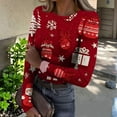 thumbnail image 2 of Christmas Shirts for Women Ribbed Knit Tops Graphic Merry Christmas Tree Print Fitted Long Sleeve Tee Top Fall Winter Trendy Clothes, 2 of 6