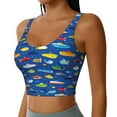 thumbnail image 2 of Rateoe Submarines And Whales Print Womens' Sports Bras Scoop Neck Sports Vest- Padded U Back Seamless High Impact Support, 2 of 7