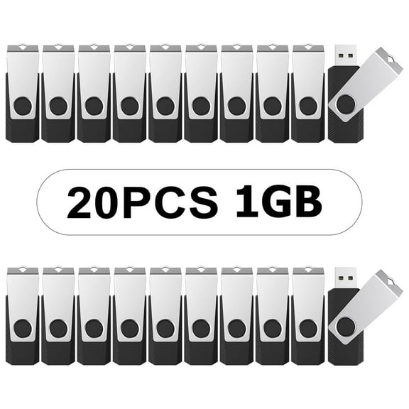 USB flash drive 20PCS 1GB large capacity USB 2.0 flash drive, thumb drive (1G, 20 pack, BLACK)