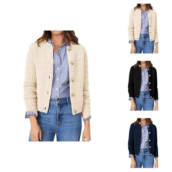 Cardigan Sweaters for Women 2025 Long Sleeve Round Neck Button Knitted Sweater Jacket Coat Womens Cardigan Sweaters
