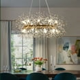 thumbnail image 4 of OYIPRO 12/20 - Light Modern Glam Sputnik Wagon Wheel Crystal Chandelier for Entryway, Living Room(Bulbs Included) Wooden 12 12-Light: 31" W x 12.6" H, 4 of 5