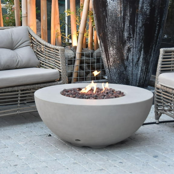 Bellawood 34 Inch Round Concrete Natural Gas Fire Pit Table in Gray By Lakeview Outdoor Designs