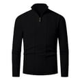 thumbnail image 2 of Handshe Men's Solid Color Lapel Knitted Pullover - Warm Casual Long - Sleeved Winter Top, 2 of 9