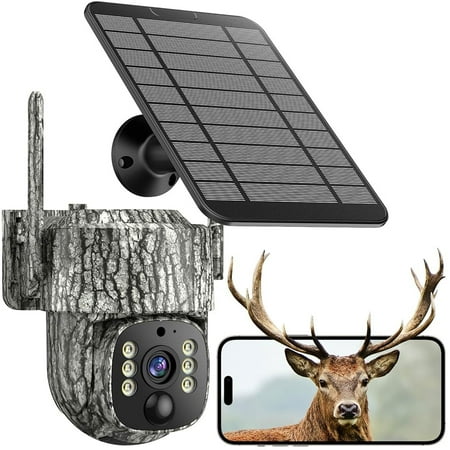 CAMPARK Cellular Trail Camera- 4G LTE with Unlimited Data 360° View 2.5K HD Live Streaming Solar Panel Night Vision Motion Detection Two-Way Audio Game Camera for Hunting & Outdoor Security