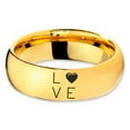thumbnail image 2 of Tungsten Love Heart Pleasure Positive Emotions Band Ring 7mm Men Women Comfort Fit 18k Yellow Gold Dome Polished, 2 of 4