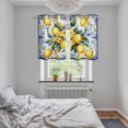 thumbnail image 5 of Yellow Lemon Kitchen Curtains Small Short 39 Inch Length, Middle Century Blue Italian Textured Grommet Top Bedroom Living Room Curtains, Light Filtering Cafe Curtain Drapes 2 Panels Set 55''x39'', 5 of 9