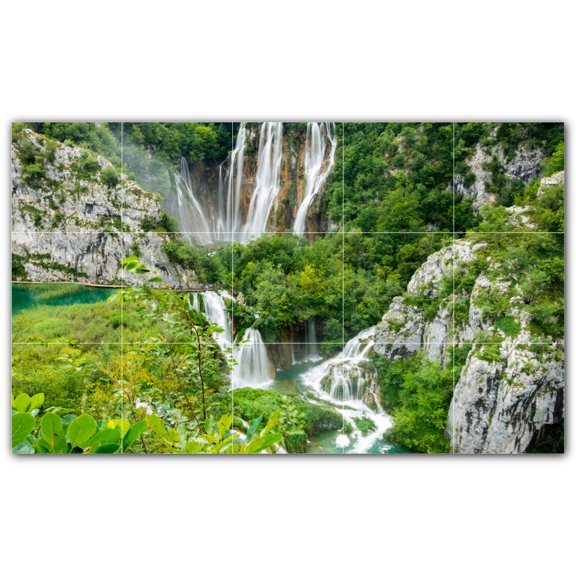 Picture-Tiles.com: Waterfalls Ceramic Tile Wall Mural WAL501126-53M. 30"W x 18"H using (15) 6" x 6" Ceramic Tiles-Satin Finish