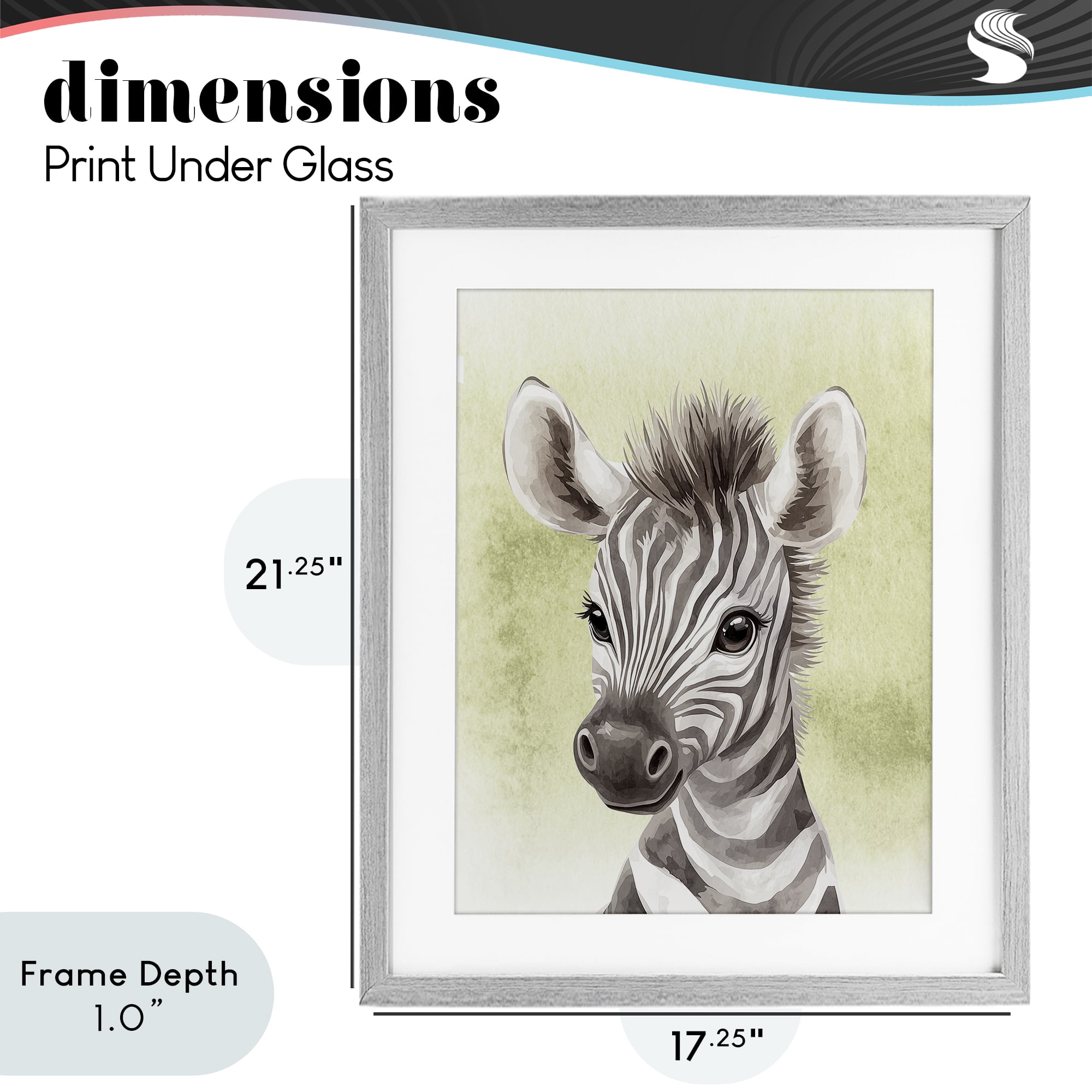 Stupell Industries Jungle Friends Baby Zebra Gray Framed Print Under Glass, design by Christine Simpson Art
