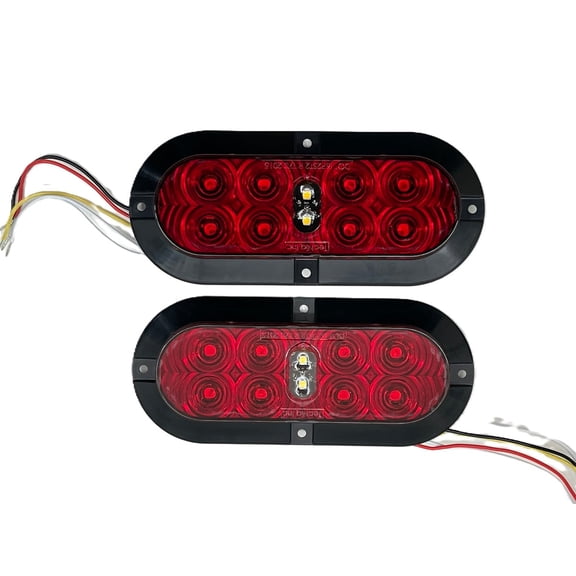 (2) 6” Oval Surface Mount LED Stop/Tail/Turn with Reverse Light RV Truck Trailer
